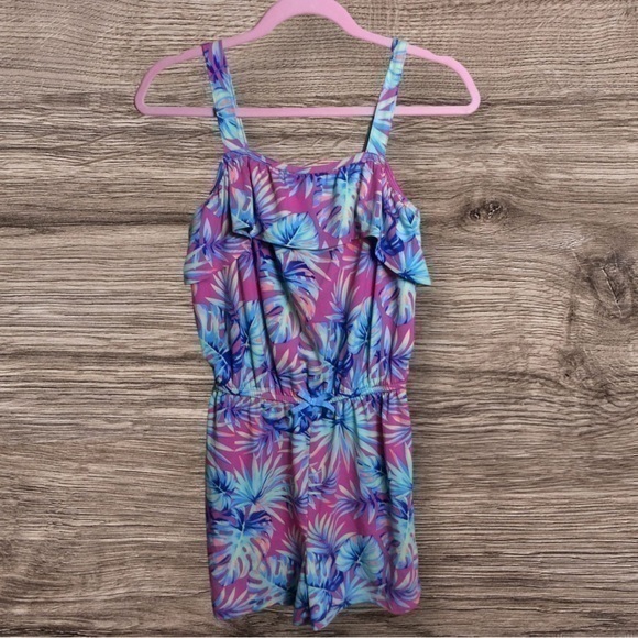 3/$20! Wonder Nation Pink Tropical Sleeveless Romper. 14/16 Xl.